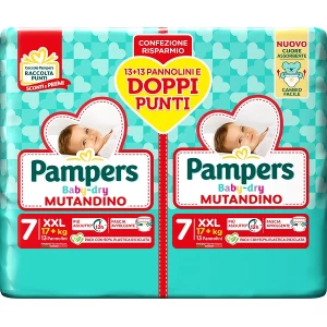 Pampers baby dry pannolino mutandina duo downcount XXL